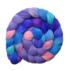 Hand painted Brecknock Hill Cheviot wool roving for hand spinning