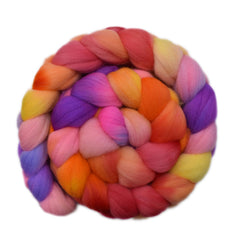 Hand painted Targhee wool roving for hand spinning and felting