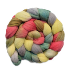 Hand painted Rambouillet wool roving for hand spinning and felting