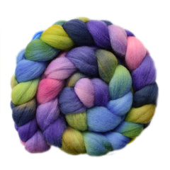 Hand painted Polwarth wool roving for hand spinning and felting