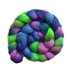 Hand paitned Lleyn wool roving for hand spinning and felting