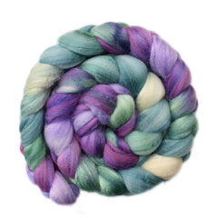 Hand painted silk / Merino wool roving for hand spinning and felting