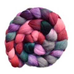Hand painted Lleyn wool roving for hand spinning and felting