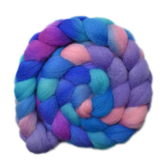 Hand painted Brecknock Hill Cheviot wool roving for hand spinning