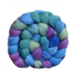 Hand painted Texel / Blackface / Lleyn wool roving for hand spinning and felting