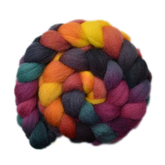 Hand painted Exmoor Horn wool roving for hand spinning and felting