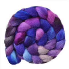 Hand painted Bergschaf wool roving for hand spinning and felting