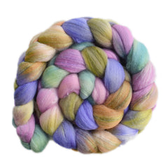 Hand painted silk / Merino wool roving for hand spinning and felting