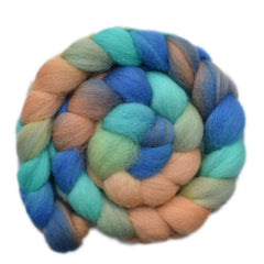 Hand painted Lleyn wool roving for hand spinning and felting