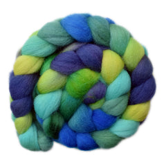 Hand painted Lleyn wool roving for hand spinning and felting