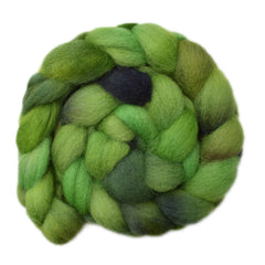 Hand painted Lleyn wool roving for hand spinning and felting