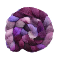 Hand painted Lleyn wool roving for hand spinning and felting