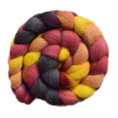 Hand paitned Lleyn wool roving for hand spinning and felting