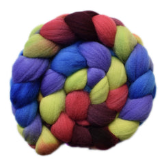 Hand painted Targhee wool roving for hand spinning and felting
