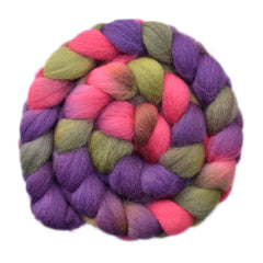 Hand painted Galway wool roving for hand spinning and felting