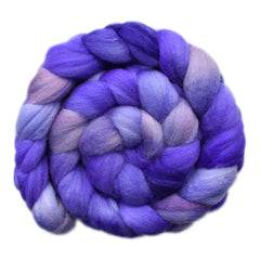Hand painted silk / Polwarth wool roving for hand spinning and felting