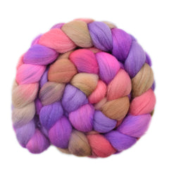 Hand painted silk / Polwarth wool roving for hand spinning and felting