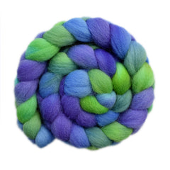 Hand painted Lleyn wool roving for hand spinning and felting