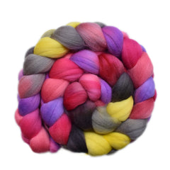 Hand painted Merino wool roving for hand spinning and felting