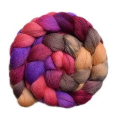 Hand painted Punta Arenas wool roving for hand spinning and felting