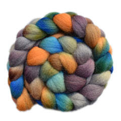 Hand painted Lleyn wool roving for hand spinning and felting