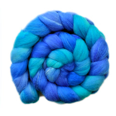Hand painted silk / Polwarth wool roving for hand spinning and felting