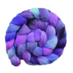 Hand painted Lleyn wool roving for hand spinning and felting