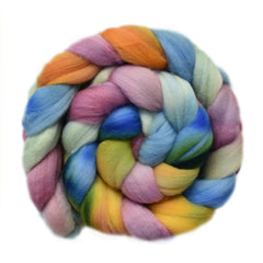 Hand painted Merino wool roving for hand spinning and felting