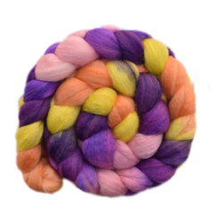 Hand painted Silk / BFL wool roving for hand spinning and felting