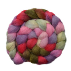 Hand painted Bergschaf wool roving for hand spinning and felting