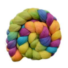 Hand painted Corriedale wool roving for spinning and felting