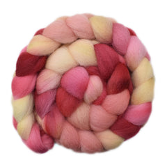 Hand painted Lleyn wool roving for hand spinning and felting