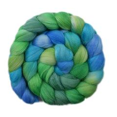 Hand painted silk / Merino wool roving for hand spinning and felting