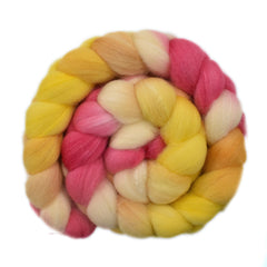 Hand painted silk / Polwarth wool roving for hand spinning and felting