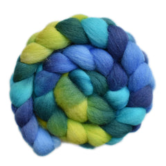 Hand painted Lleyn wool roving for hand spinning and felting
