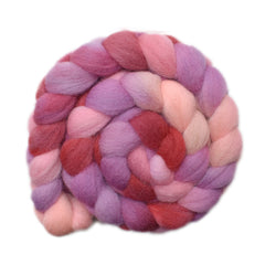Hand painted Brecknock Hill Cheviot wool roving for hand spinning