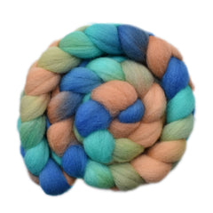 Hand painted Lleyn wool roving for hand spinning and felting