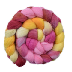 Hand painted Silk / Polwarth wool roving for hand spinning and felting