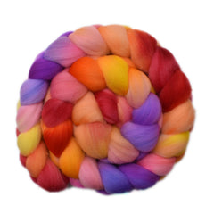 Hand painted Targhee wool roving for hand spinning and felting