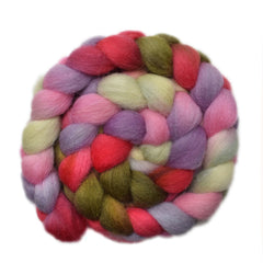 Hand painted Bergschaf wool roving for hand spinning and felting