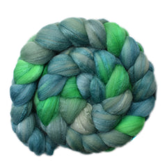 Silk / Merino 20/80% Wool Roving - Green Thoughts 1 - 4.2 ounces