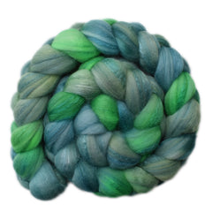 Silk / Merino 20/80% Wool Roving - Green Thoughts 2 - 4.3 ounces
