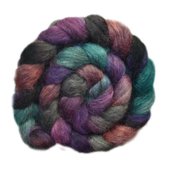 Hand painted Masham wool roving for hand spinning and felting