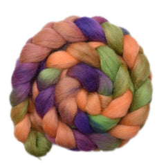 Hand painted Norwegian Lustre wool roving for hand spinning and felting