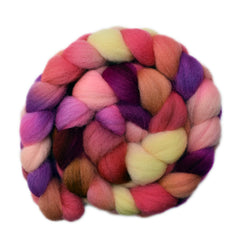 Hand painted Lleyn wool roving for hand spinning and felting