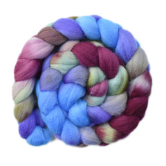 Hand painted Polwarth wool roving for hand spinning and felting