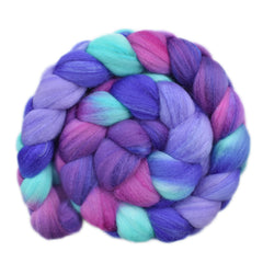 Hand painted Silk / Polwarth wool roving for hand spinning and felting