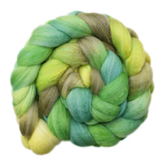 Hand painted silk / Merino wool roving for hand spinning and felting