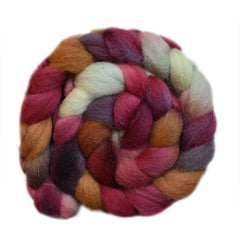 Hand painted Texel / Blackface / Lleyn wool roving for hand spinning and felting