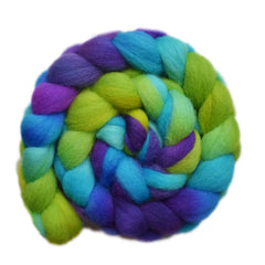 Hand painted Lleyn wool roving for hand spinning and felting